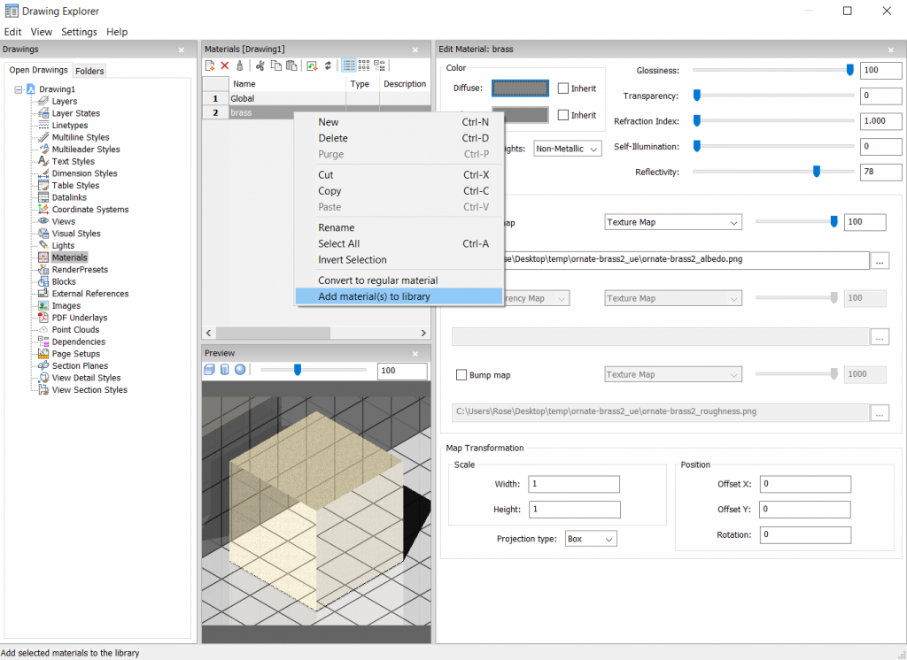randarea materialelor bricscad2.png